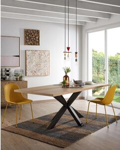 Étkezőasztal tölgyfa dekorral, 220 x 100 cm - Kave Home