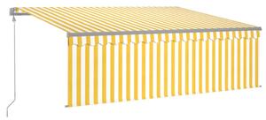 VidaXL sárga-fehér automata kihúzható napellenző redőnnyel 4 x 3 m