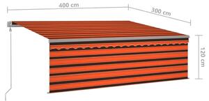 VidaXL narancssárga-barna kézzel kihúzható napellenző redőnnyel 4x3 m