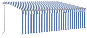 VidaXL kék és fehér automata napellenző redőnnyel 4 x 3 m