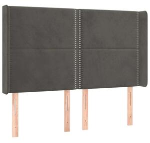 Sötétszürke bársony led-es fejtámla 147x16x118/128 cm