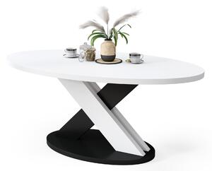 Mazzoni LOXA ovális dohányzóasztal Fehér / Fekete - DOHÁNYZÓASZTAL 120x65 cm