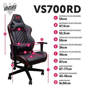 Ventaris VS700 - Gamer Szék - Fekete-Piros