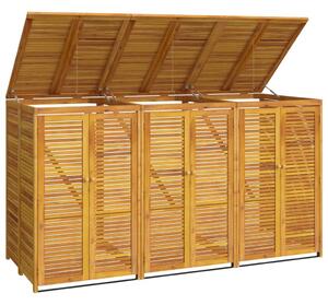 VidaXL tömör akácfa tripla kukatároló 210 x 89 x 117 cm