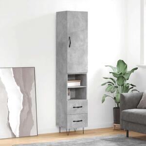 VidaXL Magas Szekrény - Beton Szürke - 34,5x34x180 cm