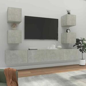 Modern Falra Szerelhető TV Szekrény Szett - Betonszürke - 6 Rész