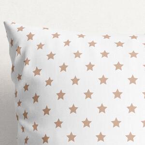 Goldea pamut párnahuzat - bézs csillagok fehér alapon 50 x 70 cm