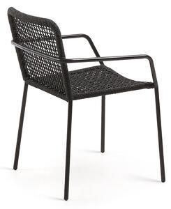 Bomer fekete acélszerkezetű kerti szék - Kave Home