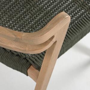 Ezilda eukaliptuszfa kerti szék sötétzöld húrozással - Kave Home