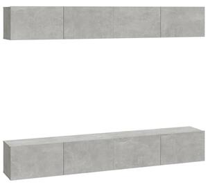 4 db Falra Szerelhető TV Szekrény - Betonszürke - 100x30x30 cm