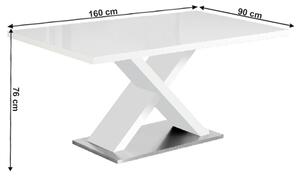 KONDELA Étkezőasztal, fehér magasfényű HG, 160x90 cm, FARNEL