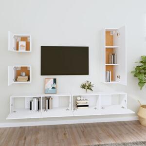Modern Falra Szerelhető TV Szekrény Szett - 5 Rész - Fehér