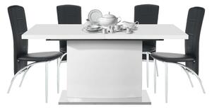 KONDELA étkezőasztal , fehér színű HG, 160-200x90 cm, KORINTOS