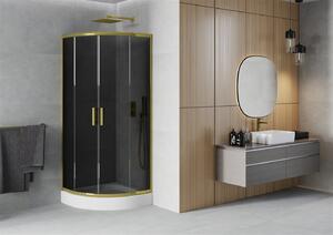 Mexen Rio, szögletes zuhanykabin 70(ajtó)x70(ajtó)x190 cm, 5mm szürke üveg, arany profil + fehér zuhanytálca RIO, 863-070-070-50-0-4710