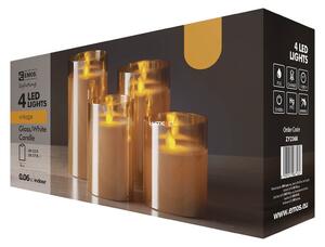 EMOS Home Deco karamell színű gyertya üvegben 4x0,06W meleg fehér LED 10/12,5/15/17,5cm 4db/csomag