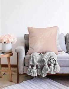 Leaves világos rózsaszín pamut keverék párnahuzat, 55 x 55 cm - Minimalist Cushion Covers