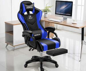 Likeregal 920 masszázs gamer szék lábtartóval kék (LI-SW110BL)