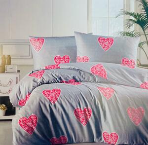 Love piros pamut ágyneműhuzat TiaHome - 1x Párna 90x70cm, 1x Paplan 140x200cm