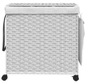 VidaXL fehér rattan szennyeskosár kerekekkel 60x35x60,5 cm