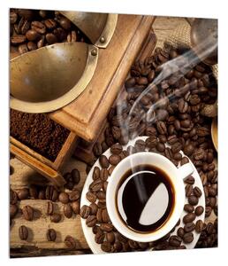 Csésze kávé és kávés szemek képe (30x30 cm)