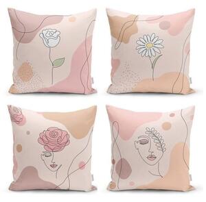 Draw Art Woman 4 db-os dekorációs párnahuzat szett, 45 x 45 cm - Minimalist Cushion Covers