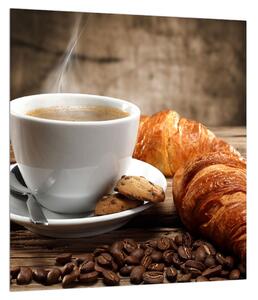 Csésze kávé és croissant képe (30x30 cm)