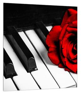Zongora és egy rózsa képe (30x30 cm)