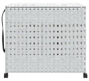 VidaXL fehér rattan szennyeskosár kerekekkel 66x35x60 cm