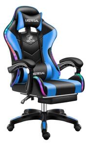 Likeregal 920 LED-es masszázs gamer szék lábtartóval kék TT-1116