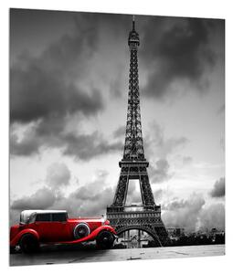 Eiffel torony és a piros autó (30x30 cm)