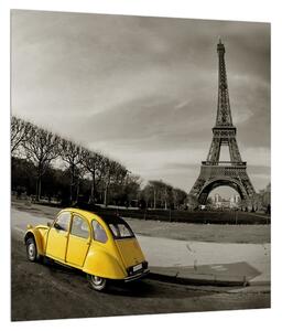 Eiffel torony és a sárga autó kép (30x30 cm)