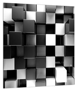 Absztrakt fekete-fehér kép-kockák (30x30 cm)