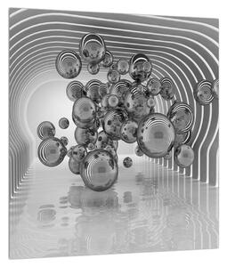Absztrakt fekete-fehér kép-buborékok (30x30 cm)