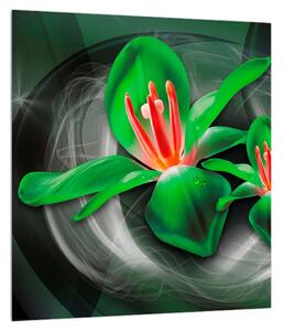Modern kép - zöld virágok (30x30 cm)