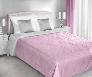 Ágytakaró 170x210 kétoldalas, ezüstszürke/rózsaszín