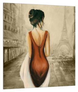 Eiffel torony és egy hölgy (30x30 cm)