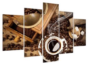Csésze kávé és kávés szemek képe (150x105 cm)