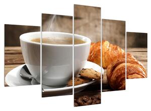 Csésze kávé és croissant képe (150x105 cm)