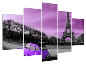 Eiffel torony és a lila autó kép (150x105 cm)