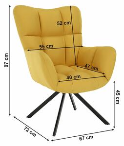KONDELA Dizájnos forgó fotel, sárga/fekete, KOMODO