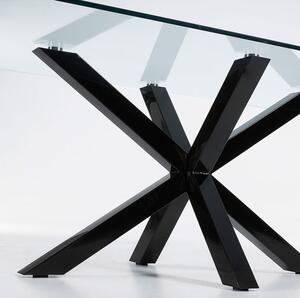 Étkezőasztal üveg asztallappal, fekete lábakkal - 160 x 90 cm - Kave Home