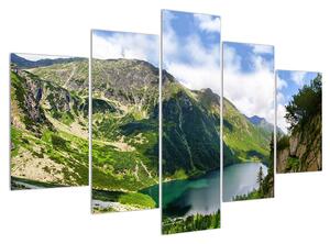 Hegyi tájkép és tó (150x105 cm)