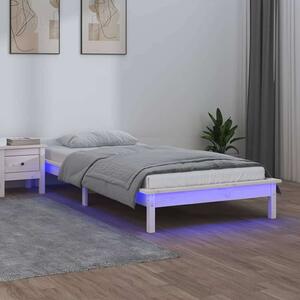 VidaXL 2FT6 Small Single fehér tömör fa LED-es ágykeret 75 x 190 cm