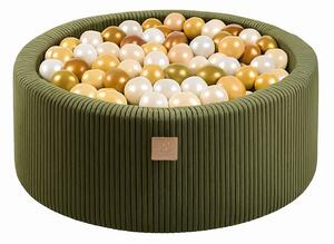 Khaki kordbársony labdamedence 90x90x30 cm Montessori – Meowbaby