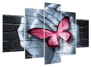 Pillangó a tenyérben modern kép (150x105 cm)