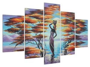Orientális kép - női alak, fák és a nap (150x105 cm)