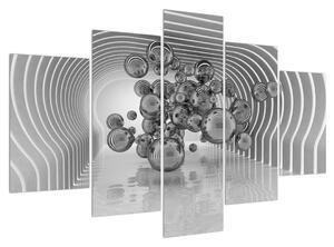 Absztrakt fekete-fehér kép-buborékok (150x105 cm)
