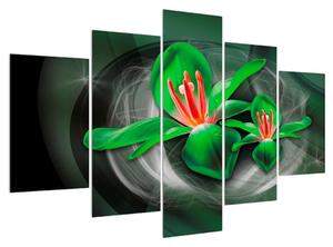 Modern kép - zöld virágok (150x105 cm)