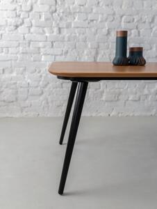 Contrast kőrisfa étkezőasztal fekete lábakkal, 180 x 90 cm - Ragaba