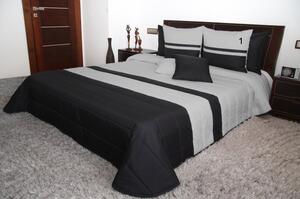 Steppelt takaró ketteságyra, fekete színben, szürke csíkokkal Szélesség: 240 cm | Hossz: 260 cm